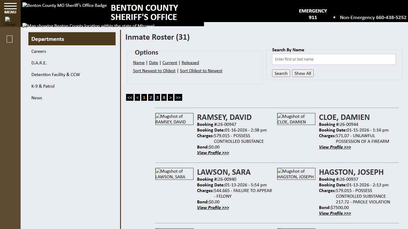 Inmate Roster - Current Inmates Booking Date Descending - Benton County MO Sheriff’s Office